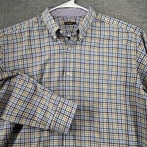J McLaughlin Shirt Men Sz XL Checked Multicolor Long Sleeve Button Up Wool Blend